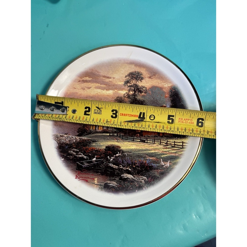 Thomas Kinkade Sunset At Riverbend Farm 6" Round Plate 2003 Painter Of Light - Picture 8 of 8